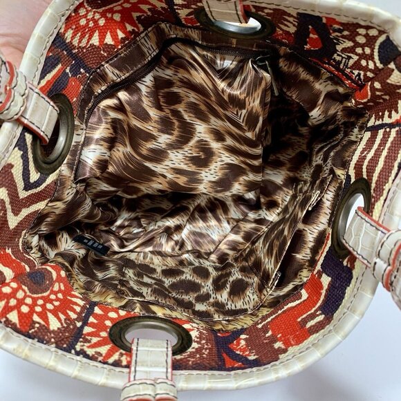GUESS Women AFRICA Shoulder Hand Bag TOTE Tribal Print Colorful Moc Croc - Picture 9 of 11